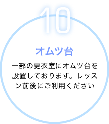 オムツ台。一部の更衣室にオムツ台を設置しております。レッスン前後にご利用ください