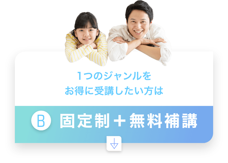 1つのジャンルをお得に受講したい方は　B　固定制＋無料補講